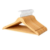 Lot de 10 cintres en bois 45 cm avec crochet pivotant – robustes pour vestes, chemises et manteaux