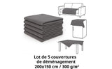 5 couvertures de déménagement épaisses – idéales pour protéger meubles et objets fragiles pendant le transport.
