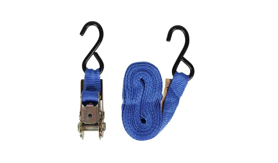 Sangle à cliquet 5 m avec crochets – sécurise facilement charges jusqu’à 122 kg pour déménagement ou transport.

