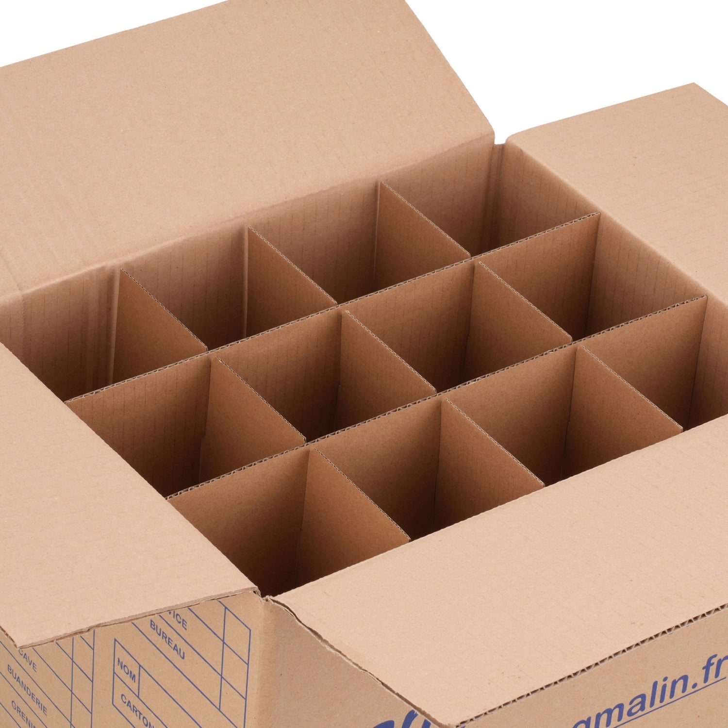 Carton verres 34x26x32 cm – 28 L avec séparateur – 36 emplacements