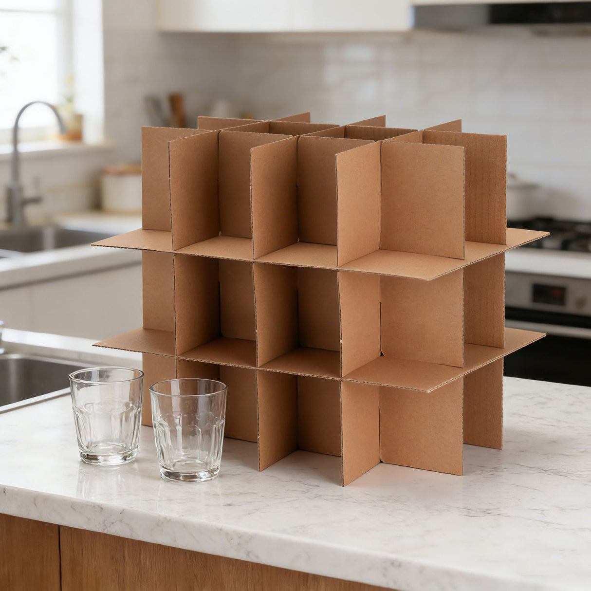 Séparateur 36 verres de cuisine pour carton livre multi-usage 34x26x32 cm – 28 L