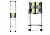 Échelle télescopique en acier inoxydable 3,8 mètres supportant jusqu’à 150 kg pour travaux en hauteur.
