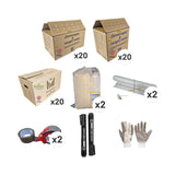 Kit déménagement T4 avec 60 cartons, gants, sac fourre-tout, papier bulle, adhésif et 2 marqueurs pour maison familiale