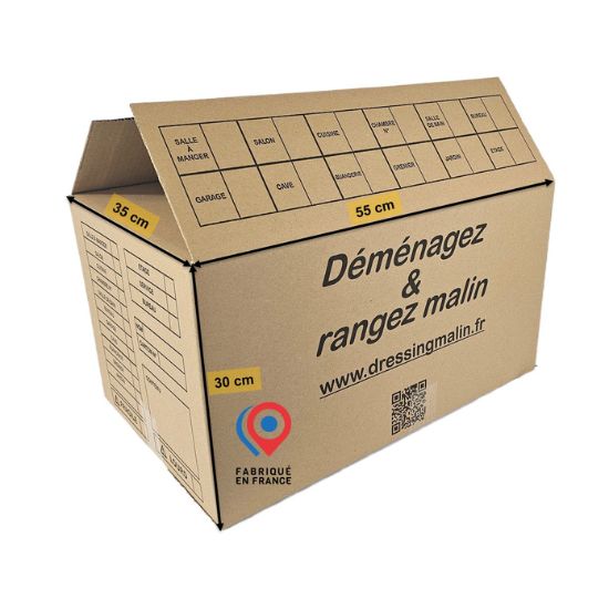 Lot de 20 cartons standard 55×35×30 cm - 57L + 1 rouleau d'adhésif 68 m